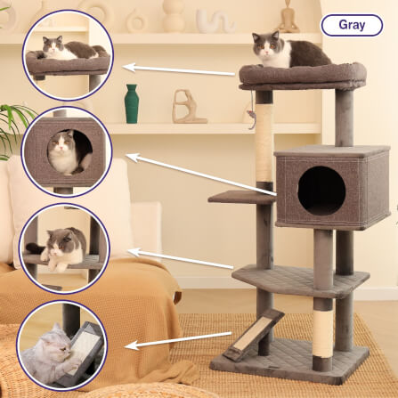 คอนโดแมว Catry รุ่น Cat Tree Yara สีเทา_8
